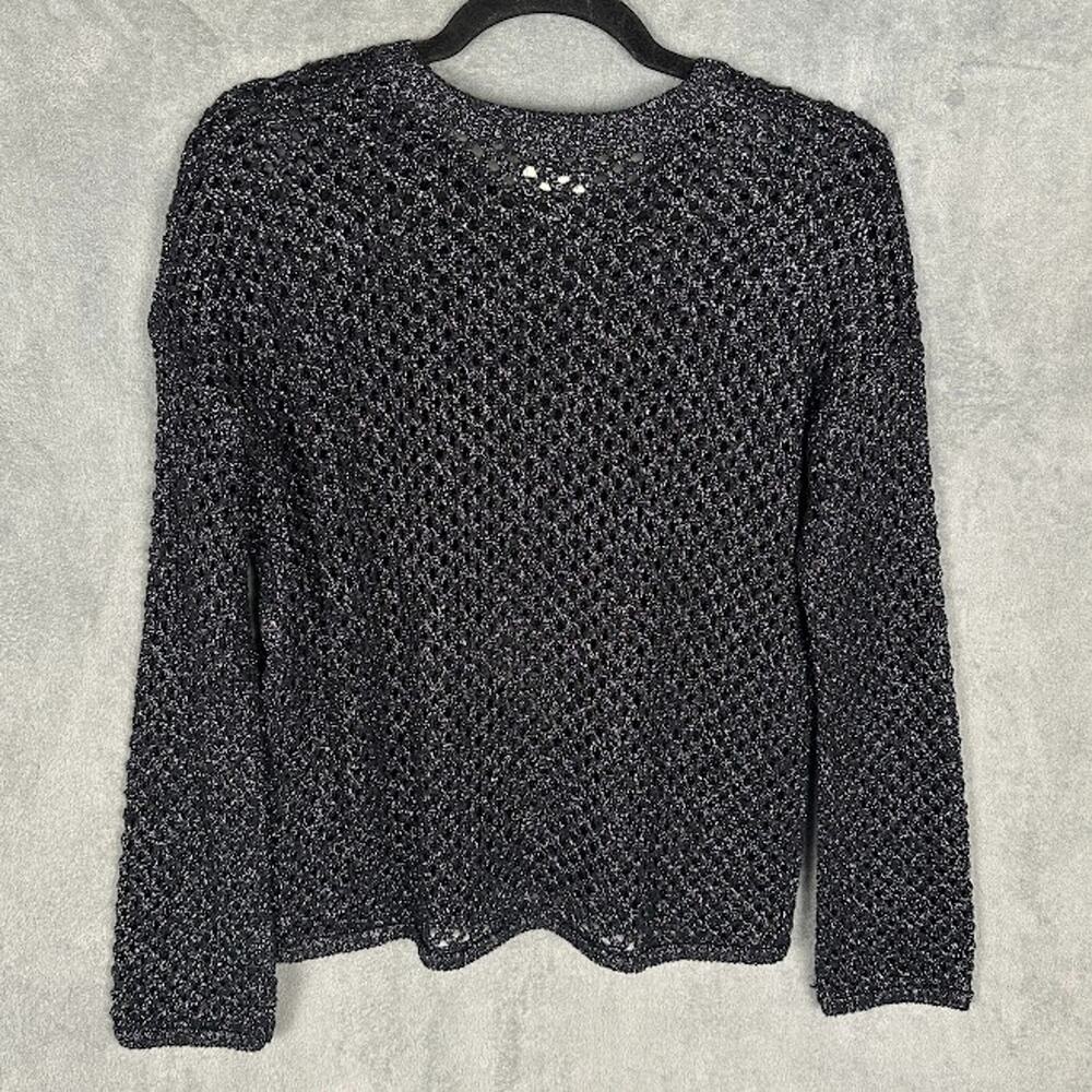 Anthropologie Pilcro Sweater Womens Extra Small Black Metallic Open Knit Party - Picture 7 of 12